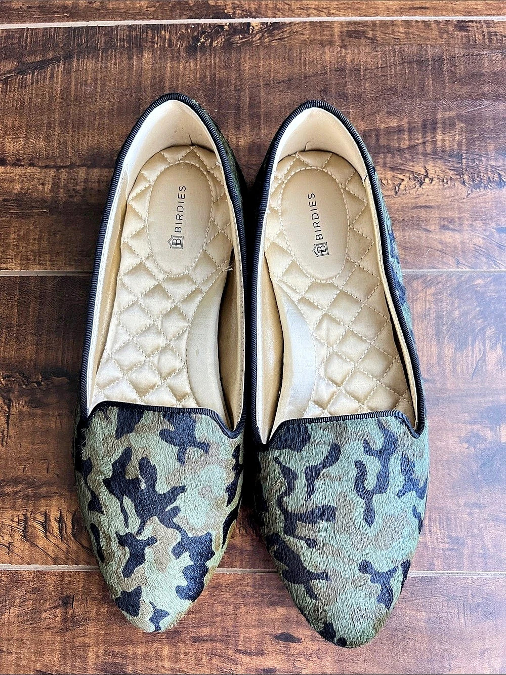Birdies The Blackbird Camo Flats in Green & Black US 7